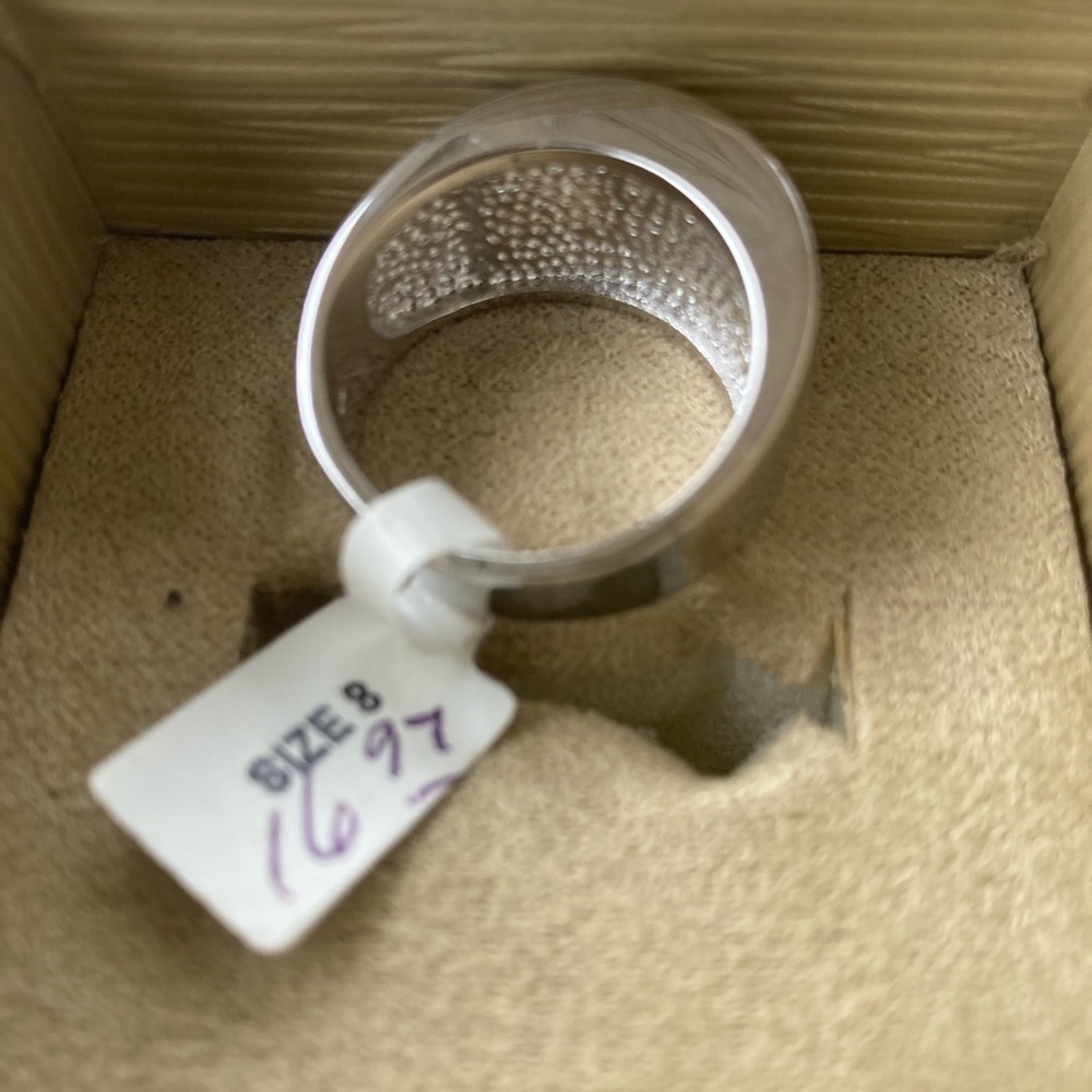 Sterling Silver gemstone wide band ring - Picture 2 of 3
